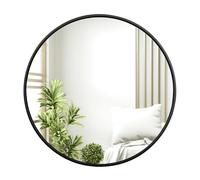 WOLTU Round Wall Mirror, Large Decorative Circle Vanity mirror for Bedroom, Bathroom Mirror, Hollywood Mirror for Hallway, Living Room, Metal Frame Hanging Vanity Mirror for Modern Home, Black 70cm