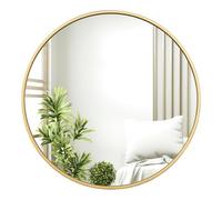 WOLTU Round Wall Mirror, Large Decorative Circle Vanity mirror for Bedroom, Bathroom Mirror, Hollywood Mirror for Hallway, Living Room, Metal Frame Hanging Vanity Mirror for Modern Home, Golden 70cm