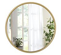 WOLTU Round Wall Mirror, Large Vanity Mirror for Bedroom, Bathroom Mirror, Hollywood Mirror for Hallway, Living Room, Metal Frame Hanging for Modern Home Decor, Golden 60cm