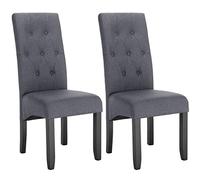 WOLTU Set of 2 x Dining Chairs Dark Grey Kitchen Side Dining Chairs Upholstered Seat for Counter Lounge Living Room Corner Accent Chairs with Backrest & Soft Seat Wood Legs Reception Chairs Linen