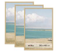 WOLTU Set of 3 Photo Frames 30 x 40 cm for Wall and Table, Photo Collage Poster Frame, Modern Style Photo Frame for Party, Birthday, Wedding, Rule, Gold