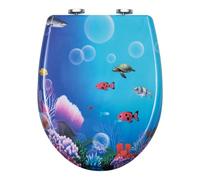 WOLTU Soft Close Toilet Seat,Premium Toilet Seat Quick Release, Loo Seat Top Fixed and Bottom Fixed, Duroplast,O Shape,Ocean Fish