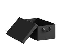 WOLTU Storage Boxes, Set of 1 Closet Storage Box, Storage Basket with Removable Lid, Organizer with Folding Handles, Fabric, Black, 48 x 29 x 20 cm