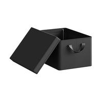 WOLTU Storage Boxes, Set of 1 Closet Storage Box, Storage Basket with Removable Lid, Organizer with Folding Handles, Fabric, Black, 38 x 27 x 20 cm