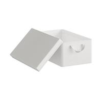 WOLTU Storage Boxes, Set of 1 Closet Storage Box, Storage Basket with Removable Lid, Organizer with Folding Handles, Fabric, White, 48 x 29 x 20 cm