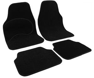 WOLTU Universal Car Floor Mats Set of 4 Car Floor Protectors Car or Van Carpet Covers Black Car Accessories with Black Edging, 67x45cm, 34x41cm