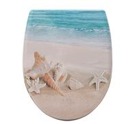 Woltu Universal Toilet Seat in Duroplast with Soft Close Lid Toilet Seat Adjustable Soft Close Hinges for Bathroom Beach O-Shaped
