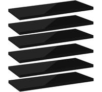 WOLTU Wall Shelf, High Gloss Black, Set of 6 Floating Shelves, 70 x 23 x 3.8 cm, Floating Shelf, Gallery Display, Wall Decoration for Living Room, Bedroom, Kitchen, MDF, Concealed Suspension