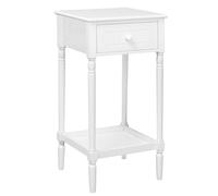 WOLTU White Bedside Table, Nightstand with Drawer and Open Shelf, Wooden Bedside Cabinet, Tall Side Table for Bedroom/Living Room, 35.5x35.5x71.5cm, NTS09ws-UK