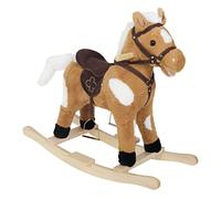 WOLTU Wooden Baby Rocking Horse, Plush Ride-on Toy with Sound and Stirrups, Toddler Rocker for Kids Aged 1-3, Brown, Seat Height 44cm
