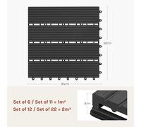 WOLTU WPC Composite Decking Tiles Set of 11 Interlocking Wood Effect Terrace ...