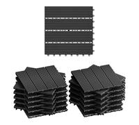 WOLTU WPC Composite Decking Tiles Set of 22, Black (2 m²) | Interlocking Wood Effect Terrace Tiles Flooring with Click System - for Patio Balcony Terrace, 30 x 30 cm