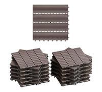 WOLTU WPC Composite Decking Tiles Set of 22, Brown (2 m²) | Interlocking Wood Effect Terrace Tiles Flooring with Click System - for Patio Balcony Terrace, 30 x 30 cm