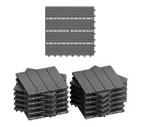 WOLTU WPC Composite Decking Tiles Set of 22, Grey (2 m²) | Interlocking Wood Effect Terrace Tiles Flooring with Click System - for Patio Balcony Terrace, 30 x 30 cm