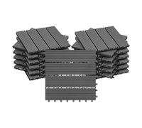 WOLTU WPC Composite Decking Tiles Set of 22 Interlocking Wood Effect Terrace Tiles Flooring with Click System - Grey, 30 x 30 cm(2 m²)