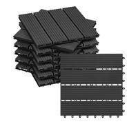 WOLTU WPC Composite Decking Tiles Set of 22 Interlocking Wood Effect Terrace Tiles Flooring with Click System - Anthracite, 30 x 30 cm(2 m²)