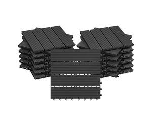 WOLTU WPC Composite Decking Tiles Set of 22 Interlocking Wood Effect Terrace Tiles Flooring with Click System - Anthracite, 30 x 30 cm(2 m²)