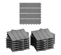 WOLTU WPC Composite Decking Tiles Set of 22, Light Grey (2 m²) | Interlocking Wood Effect Terrace Tiles Flooring with Click System - for Patio Balcony Terrace, 30 x 30 cm