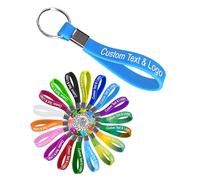 WolunLi 5-1000 Pcs Custom Keychains Bulk Personalised Silicone Keychains Customised Text/Logo Keyrings for Wedding, Awareness, Motivation, Events, Company - Sky Blue