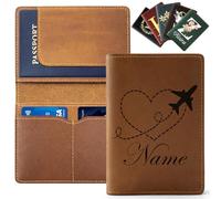 WolunLi Personalised Passport Holder for Travel, Custom Leather Passport Wallet, Passport Case with Card Slots and Cash Pocket, Custom Photo/Name/Initial, Ideal Travel Gifts for Men & Women Style6