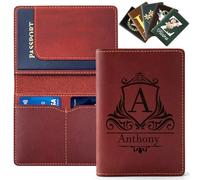 WolunLi Personalised Passport Holder for Travel, Custom Leather Passport Wallet, Passport Case with Card Slots and Cash Pocket, Custom Photo/Name/Initial, Ideal Travel Gifts for Men & Women Style5