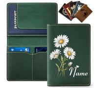 WolunLi Personalised Passport Holder for Travel, Custom Leather Passport Wallet, Passport Case with Card Slots and Cash Pocket, Custom Photo/Name/Initial, Ideal Travel Gifts for Men & Women Style3