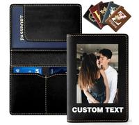 WolunLi Personalised Passport Holder for Travel, Custom Leather Passport Wallet, Passport Case with Card Slots and Cash Pocket, Custom Photo/Name/Initial, Ideal Travel Gifts for Men & Women Style1