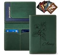 WolunLi Personalised Passport Holder for Travel, Custom Leather Passport Wallet, Passport Case with Card Slots and Cash Pocket, Custom Photo/Name/Initial, Ideal Travel Gifts for Men & Women Style4