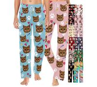 WolunLi Personalised Pyjamas Custom Pet Pyjamas Custom Face Pyjama Pants Pj Pant with Photo for Women Men Customised Sleep Bottoms Christmas Valentine's Day Gifts Cat Face