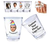 WolunLi Personalised Shot Glasses, Custom Photo Shot Glass 45ml/1.5oz, Unique Gift for Wedding, Anniversary, Birthday, Party Favors, Whiskey/Tequila/Bourbon Glass,Dishwasher Safe Birthday Style