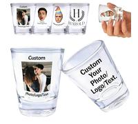 WolunLi Personalised Shot Glasses, Custom Photo Shot Glass 45ml/1.5oz - Unique Gift for Wedding, Anniversary, Birthday, Party Favors - Whiskey/Tequila/Bourbon Glass, Dishwasher Safe Photo Style