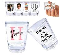 WolunLi Personalised Shot Glasses, Custom Photo Shot Glass 45ml/1.5oz - Unique Gift for Wedding, Anniversary, Birthday, Party Favors - Whiskey/Tequila/Bourbon Glass, Dishwasher Safe Name Style