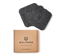 Wolvende Premium Felt Drink Coasters, Set of 4, 10 x 10 cm, Dark Grey | Four absorbent felt coasters, non-slip base, protect home and office desks from cup marks and spills