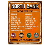 Wolverhampton Football Metal Wall Sign, Vintage Snack Bar Terrace Plaque, Retro Club Refreshments, Man Cave Home Bar Decor Dad Birthday Gift - RBS62