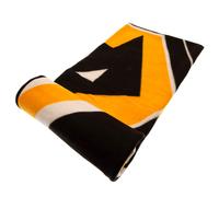 Wolverhampton Wanderers FC Fleece Blanket PL - Black/White Pulse Design, Club Crest, 100% Polyester, Machine Washable (taylorTM-02885)