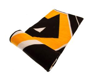Wolverhampton Wanderers FC Fleece Blanket PL - Black/White Pulse Design, Club Crest, 100% Polyester, Machine Washable (taylorTM-02885)