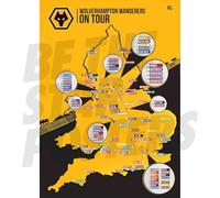 Wolverhampton Wanderers FC My Football Tour Map A2 Poster Unframed A2