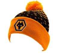 Wolverhampton Wanderers Wolves FC Ski Cuff Knit Beanie Bobble Hat Black