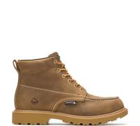 WOLVERINE Men's Floorhand Moc Toe 6" Waterproof Boot Construction, Tan, 9 Wide