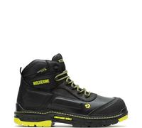 Wolverine Men's Overpass Composite Toe Waterproof Work Boots, Black/Lime, 11.5 X-Wide