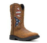 Wolverine Men's Rancher Flag Steel Toe Wellington Construction Boot, Brown/Rwb, 8.5 X-Wide