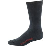 WOLVERINE Men's Steel Toe Cotton Work Boot Crew Socks-2 Pairs-Durable Cushioning, Black, 5-12 UK (Pack of 2)