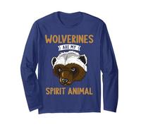 Wolverines are My Spirit Animal Wolverine Long Sleeve T-Shirt, Adult Unisex, Navy Blue, X-Large