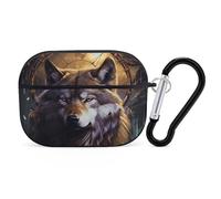 Wolves and Dream Catchers Airpod Pro Case Cover Wireless Earbuds Case Protective Cover with Keychain Compatible with AirPods 1st & 2nd Generation Full Protective, Front LED Visible Black