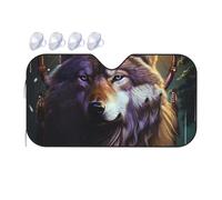 Wolves and Dream Catchers Car Windshield Sun Shade Foldable Reflector Sunshade for Car Front Window and Interior Sun Protection, Universal Auto Sun Blocker Visor Protector Small