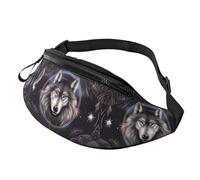 Wolves and Dream Catchers Outdoor Sports Waist Bag & Casual Chest Pack, Adjustable Unisex Fanny Pack for Hiking/Running/Cycling