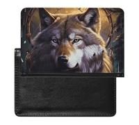 Wolves And Dream Catchers Passport Holder with 3 Card Slots, Portable PU Leather Travel Wallet, Slim Protective Cover for Passport, ID, Credit Cards