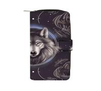 Wolves And Dream Catchers Wallet Multifunctional Leather Wallets for Men Compact Long Wallet Credit Card Holder Passport Bag