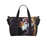 Wolves and Dream Catchers Water-Resistant Crossbody Travel Bag, Large Carry-On with Adjustable Strap, Multi-Compartment Weekender for Gym, Travel, Outdoor