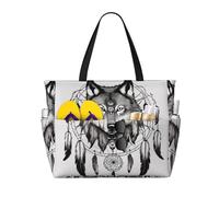 Wolves And Dream Catchers02print Large Capacity Beach Travel Bag,With Zipper And Pockets For Travel Vacation Gym